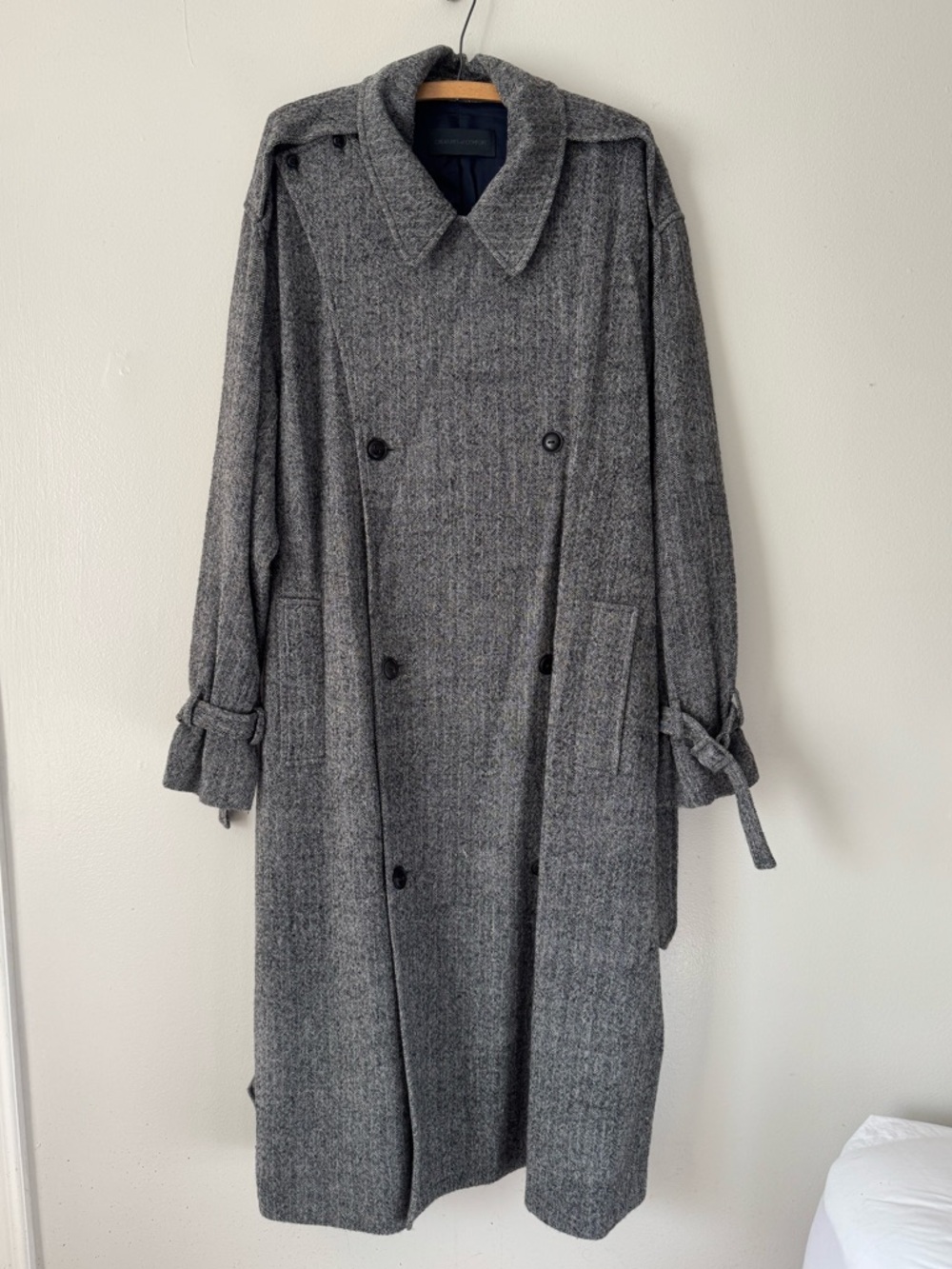 Creatures of Comfort Wool Herringbone Wool Trench